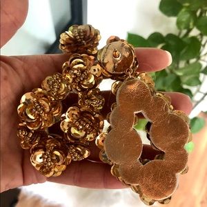 Gold sequin statement earrings